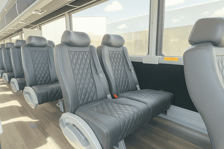 interior of Somerville Minibus Company charter bus