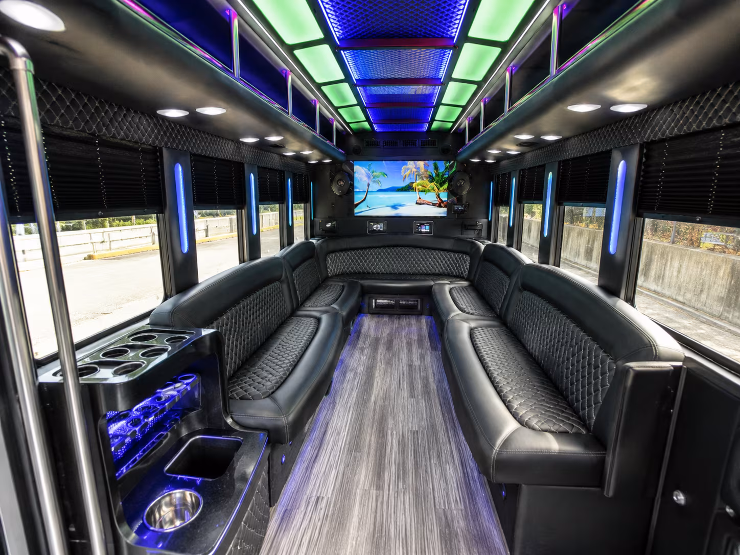 somerville 18 passenger party bus inside