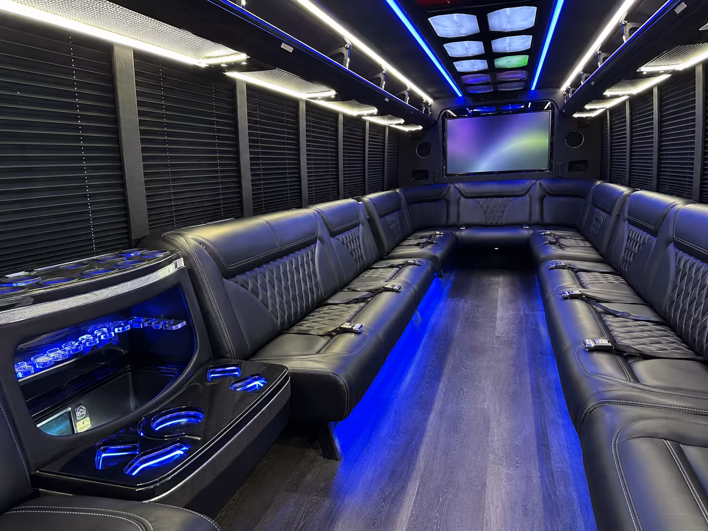 somerville 20 passenger party bus inside