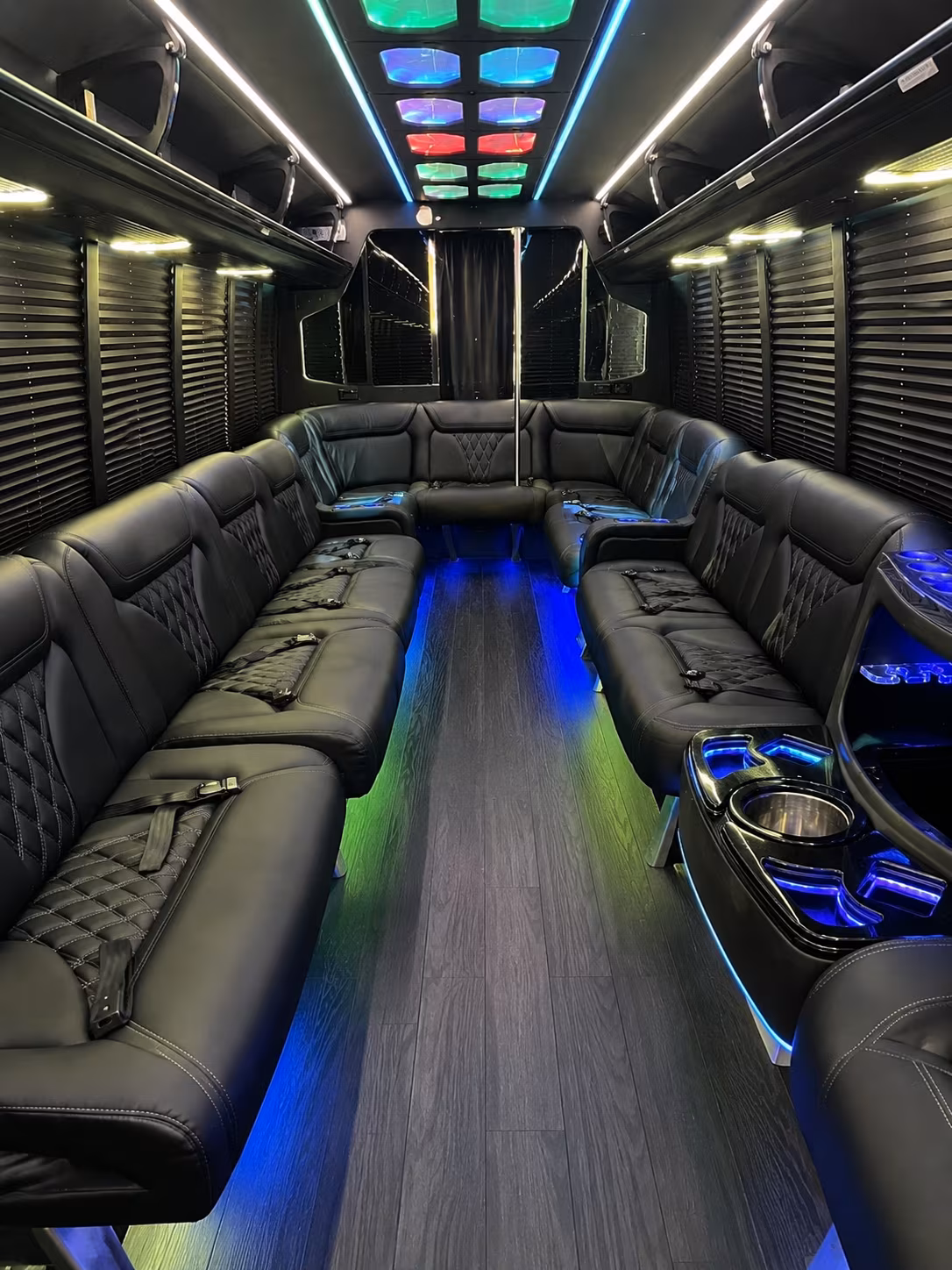 somerville 20 passenger party bus interior