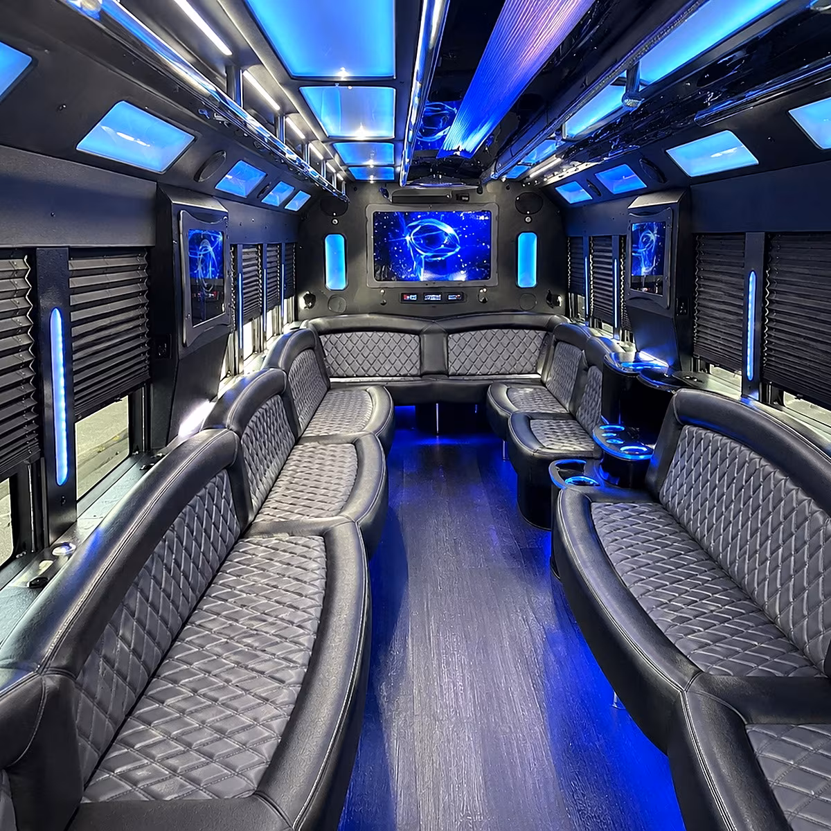somerville 50 passenger party bus interior